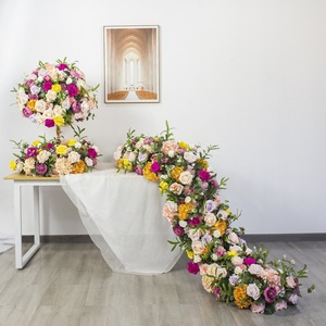 Boules de fleurs artificielles vertes, jaunes et roses pour décoration de fond de scène de mariage et arche, fleurs artificielles - Product Image 1