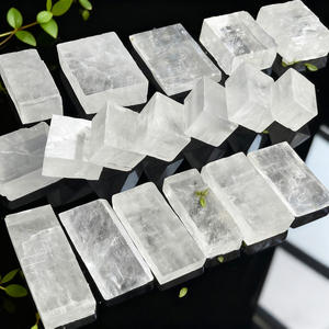 حجر الكوارتز الكريستالي الطبيعي الخام، حجر الكالسيت الأبيض الشفاف المربع الشكل، حجر أيسلندي مصقول - Product Image 6
