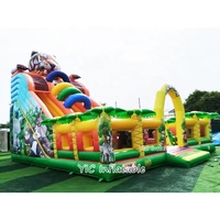 Tobogán Inflable Profesional con Forma de Tigre y Pared de Escalada, Certificado para Parques, Seguro