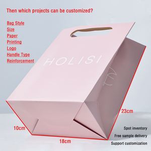 Sac cadeau en papier premium imprimé, rose mat, avec poignées découpées, logo personnalisé, design élégant, pour emballage de luxe et produits de beauté - Product Image 4
