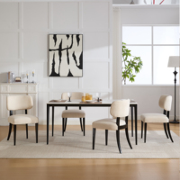 Ensemble de 4 chaises de salle à manger modernes rembourrées en tissu, style mid-century, dossier solide, meubles pour la maison