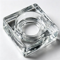Brique de verre solide, motif circulaire, transparente, rectangulaire, résistante au feu, écologique, décoration contemporaine pour salon