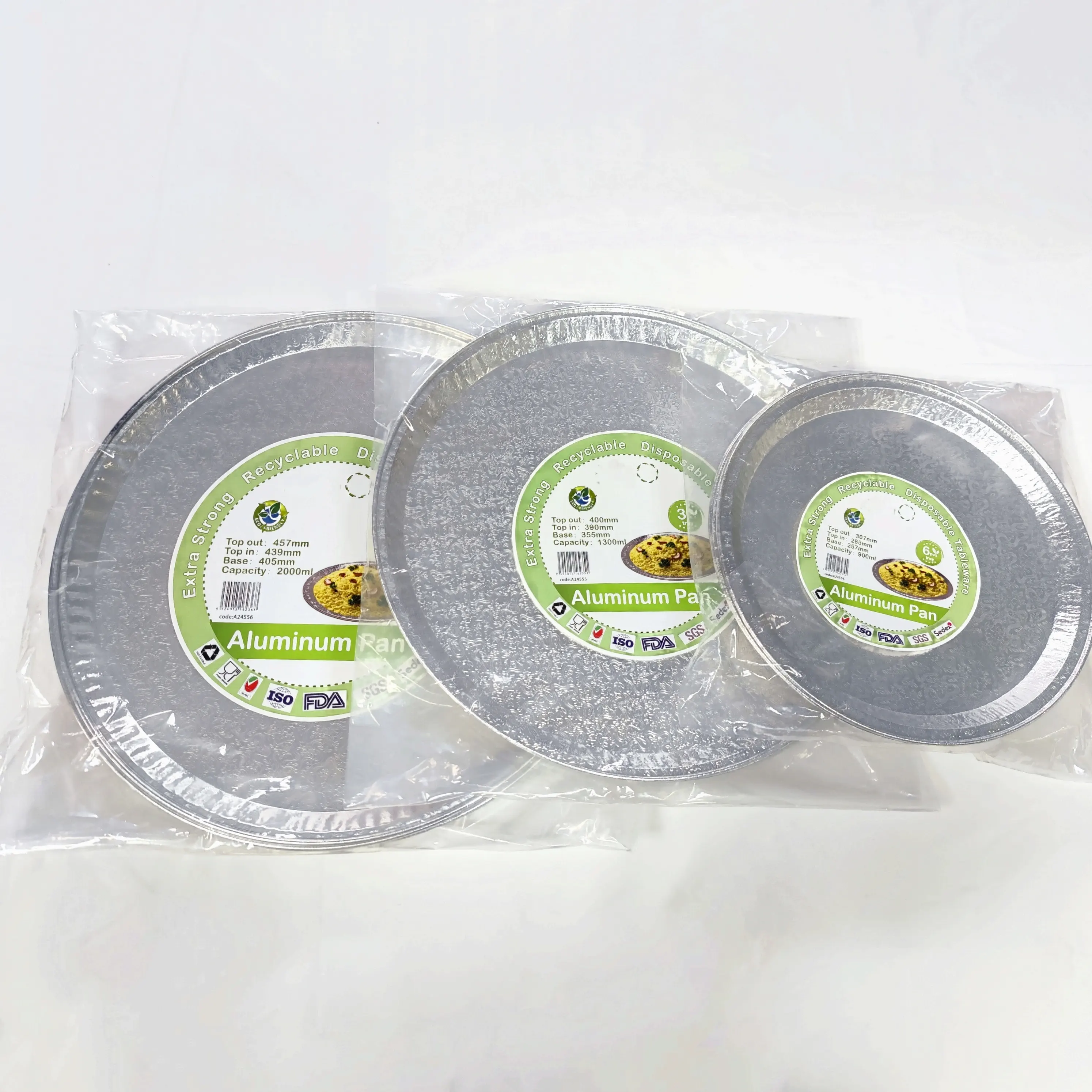 Disposable Round Food Packaging Foil Pan Embossed Round 16" Aluminum Foil Trays Container 406*20mm Round Food Serving Tray