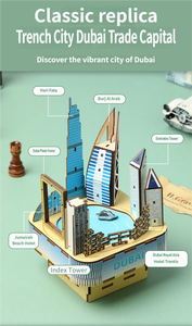 Caja de Música de Madera con Diseño de Arquitectura de Dubái, Rompecabezas 3D DIY para Armar, 51-100 Piezas, Melodía Creativa Educativa - Product Image 5