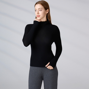 เสื้อสเวตเตอร์แคชเมียร์แท้ 100% ผลิตตามแบบ OEM ป้องกันการเป็นขุย เสื้อกันหนาวสำหรับผู้หญิง แขนยาว มีรูสำหรับนิ้วโป้ง คอเต่า ถักทออย่างดี - Product Image 4
