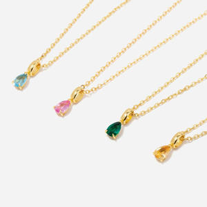 LUCKYJIU Fabricant de bijoux personnalisés, pendentifs <span class=keywords><strong>en</strong></span> forme de larme <span class=keywords><strong>en</strong></span> acier inoxydable plaqué or 18 carats, résistant à l'eau et à la ternissure, avec pierres de naissance - Product Image 4