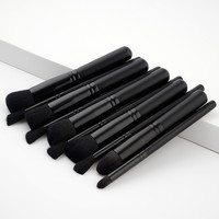 HMU Dropshipping Services quantité minimale de commande bas 10 pièces classique marque privée manche en bois noir maquillage pinceau ensemble marque privée