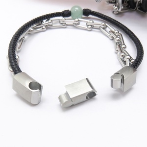 European Vintage Women's Stainless Steel Chain Bracelet Multi-Layered Leather Accessory Natural <b>Stone</b> Gold Plated <b>Magnetic</b> Band - Product Image 5