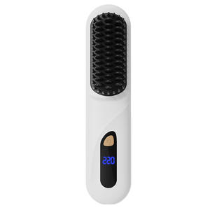 Nouveau lisseur et <span class=keywords><strong>brosse</strong></span> à <span class=keywords><strong>cheveux</strong></span> sans fil portable en céramique LED à ions négatifs, double usage 2 en 1, avec alimentation par batterie, pour la maison - Product Image 1