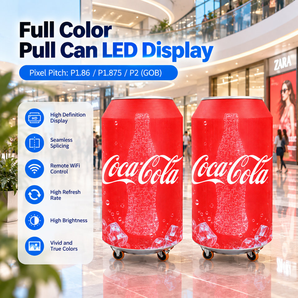 Custom LED Can Shaped Digital Signage 360° Beverage Advertising Display ...