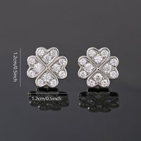 Boucles d'oreilles tendance en argent sterling 925 plaqué rhodium, 0,96 CTW, en forme de cœur, trèfle à quatre feuilles, pavé de moissanite