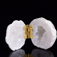 Boîte à bague en géode de cristal naturel marocain en gros, cristal de quartz clair pour la guérison, pour bijoux