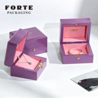 Boîte à bijoux en bois violette écologique FORTE pour collier et bracelet, boîte à bijoux en bois personnalisée avec logo
