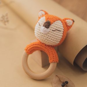 Jouets en <span class=keywords><strong>bois</strong></span> naturel pour bébé, anneau de dentition en coton, pour Crochet d'animaux, vente en gros, - Product Image 3