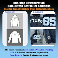 Sweat à capuche oversize pour homme avec logo personnalisé, streetwear d'automne, 500 g/m², délavé à l'acide, fermeture éclair, patchs de lettres usés, broderie en chenille