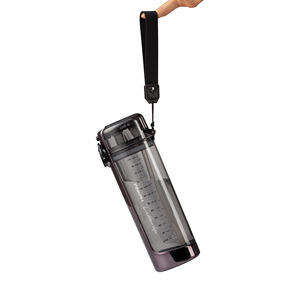 PINKAH Nouveau Lancement 650ml 22 OZ Sans Bpa Forme Carrée Double Couvercle Conception En Plastique Tritan Paille Bouteille D'eau avec Sangle - Product Image 6