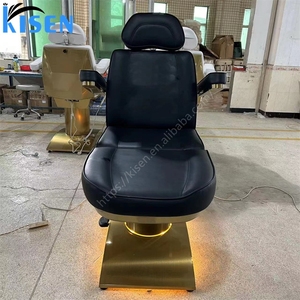 Lit de beauté Kisen haut de gamme blanc et noir pour salon de beauté, table de spa facial, fauteuil-lit électrique avec base dorée et 4 moteurs - Product Image 4