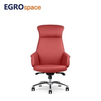 Chaise de bureau en cuir de luxe EGROspace à dossier haut, pivotante, ergonomique, avec appui-tête, pour cadres