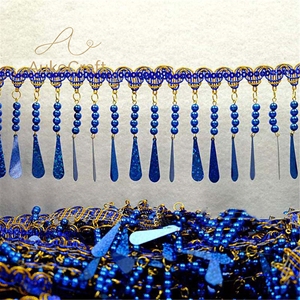 Pita Renda Dekoratif Natal Merah Biru Hijau untuk Kostum DIY, Gaun, Pelapis, Pita Berhias Manik-manik, Glitter, Payet, Rumbai - Product Image 5