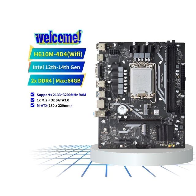NEW H610 Wifi Micro-ATX Mainboard Supports 12th-14th Gen CPU DDR4 2133-3200MHz RAM NVME&NGFF M.2 SATA3.0 SSD H610 Motherboard