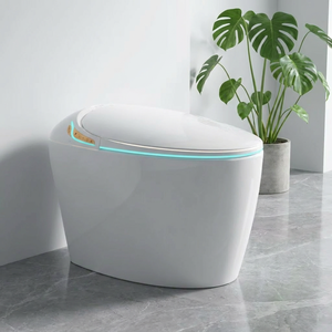 <span class=keywords><strong>WC</strong></span> intelligent monobloc moderne à design incurvé, avec éclairage LED doux d'ambiance nocturne, ouverture et fermeture automatiques du couvercle, séchage à air chaud et bidet intégré - Product Image 5
