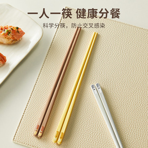 HeDou Alloy Chopsticks Round Antibacterial High Temperature Resistant Home Use Cartoon Design - Product Image 3