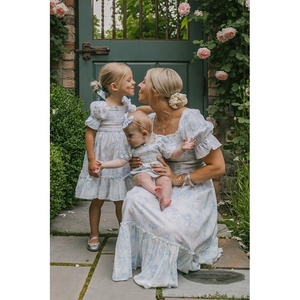 Vestido vintage para niñas, manga abombada corta <span class=keywords><strong>con</strong></span> puños elásticos, escote cuadrado elástico <span class=keywords><strong>con</strong></span> volantes - Product Image 2