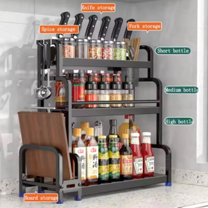 <span class=keywords><strong>2</strong></span>/<span class=keywords><strong>3</strong></span> परतों रसोई सीज़निंग भंडारण रैक स्टेनलेस स्टील टेबल शीर्ष बहुक्रियाशील भंडारण सहायक उपकरण रसोई आयोजक उपकरण - Product Image 2