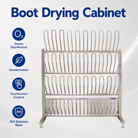 Séchoir à bottes sanitaire en acier inoxydable 304 avec désinfection à l'ozone, désodorisation et écran tactile pour salle d'hygiène industrielle