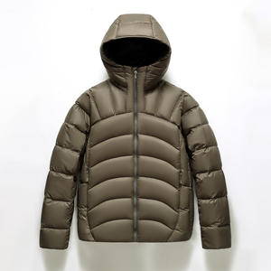 Chaqueta de Invierno 2025 <span class=keywords><strong>para</strong></span> Hombre, 90% Impermeable, de Pana, con Capucha, Cuello Alto, Color Sólido, Holgada, Gruesa, Cálida, Informal, con <span class=keywords><strong>Cierre</strong></span> de Cremallera, 100g-150g - Product Image 1