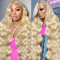 Perruque de cheveux humains vierges bruts blonds 613, ondulée profonde, 28-30 pouces, avec dentelle frontale HD transparente 13x6, sans colle, pour femmes noires, vente en gros