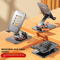 360 °   Support de téléphone et tablette pliable et rotatif en acier au carbone, support de bureau réglable multi-angles, berceau portable pour iPhone iPad