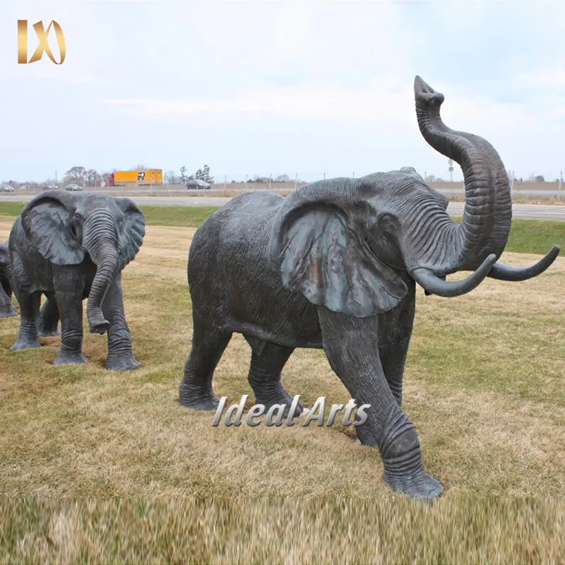 Estatua de elefante al aire libre de bronce fundido de Metal antiguo de jardín de Venta caliente