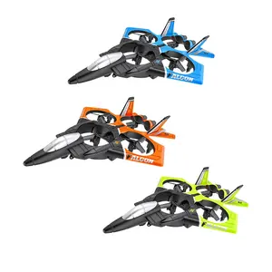 360 Degree Stunt Roll Helicopter Aircraft Remote Control Jet Plane Toy with 4 Axis Gyro One Key Start Hover Fighter Drone