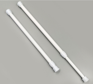 Jeu de 3 pièces de tringles à rideau à tension réglable blanches, tringles de tension télescopiques extensibles à charge de pression # - Product Image 1