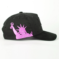Gorras Deportivas de Moda Personalizadas de Alta Calidad con Logotipo de Diamantes de Imitación, Gorras de Béisbol de Algodón con Logotipo Bordado de 5 Paneles para Hombre