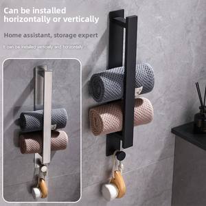 Porte-serviettes en fonte, sans perçage, pour salle de bain, porte-serviettes simple, accessoires de salle de bain, barre à serviettes, design moderne et écologique - Product Image 1