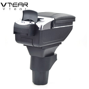 Accoudoir en cuir de <span class=keywords><strong>Nissan</strong></span> <span class=keywords><strong>micra</strong></span>/mars, repose-bras avec boîte de rangement, intérieur en ABS, style de voiture à filetage rouge, accoudoir central, accessoires - Product Image 4