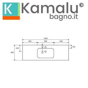 KLIT1200S Kamalu 120cm In tinta unita Design moderno con finitura opaca lavabo incorporato per bagno Hotel o lavabo artistico - Product Image 2