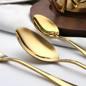 In Stock di argenteria 24 pezzi oro acciaio inossidabile Set posate posate per regalo diserbo
