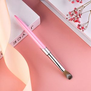 Pinceau à ongles professionnel 100% Kolinsky en acrylique, manche en métal rose clair, logo personnalisé, pinceau de manucure avec tube en PVC - Product Image 1