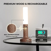 Lampe de nuit intelligente en bois avec détecteur de mouvement, 500 mAh, rechargeable par USB, lampe murale magnétique, lampe de table 2-en-1, décoration pour chambre à coucher, couloir