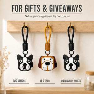 Porte-clés en cuir PU pour chien, motif mignon de chiot, breloque pour sac, pendentif, support de clés pour sac à main, sac à dos, clés de voiture - Product Image 4