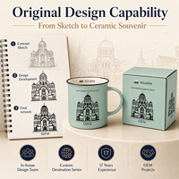 Souvenirs touristiques de Sofia, Bulgarie, tasses en céramique, petite tasse à café en céramique pour le camping avec bordure, personnalisable, OEM, ODM, vente en gros