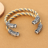 Haute qualité Double tête de Dragon manchette Bracelet bijoux mode acier inoxydable Viking nordique torsadé ouvert manchette Bracelet Bracelet