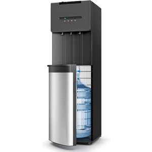 Distributeur d'eau à chargement par le bas Euhomey, bouteille de 5 gallons, 3 réglages de température (froid, tiède, chaud), acier inoxydable noir - Product Image 1