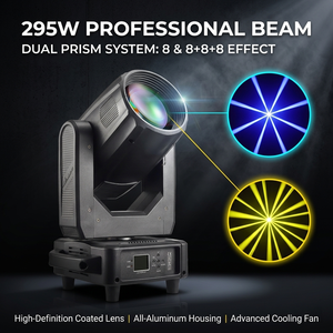 ALJLDG Sharpy <span class=keywords><strong>Effet</strong></span> Givre 295W Projecteur de Scène à Tête Mobile à Double Prisme avec Contrôle DMX512 IP33 14 Couleurs 8000K - Product Image 1