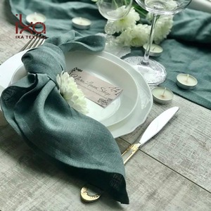 Nouveauté 100% pur <span class=keywords><strong>lin</strong></span> carré dîner tissu moderne élégant à la main mer <span class=keywords><strong>lin</strong></span> serviette de table doux lavé <span class=keywords><strong>vert</strong></span> Olive - Product Image 4