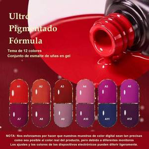 Vernis à ongles en gel 12 couleurs, formule ultra pigmentée pour nail art, luxe, écologique, à retirer par trempage, sans LED - Product Image 1