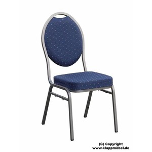 Sedia impilabile Hammerschlag, tessuto blu con punti dorati - Product Image 1
